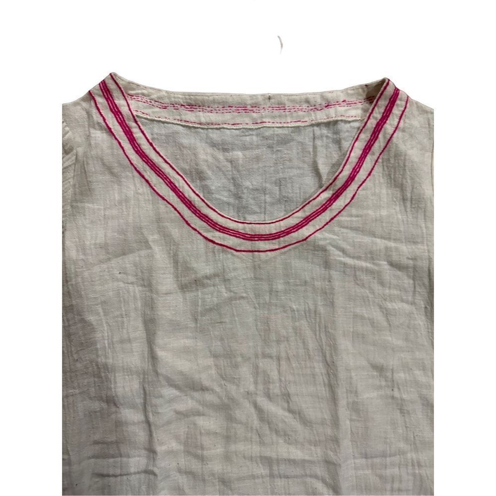 NEW Lemlem Bella Tee 100% cotton white pink trim sz small - Picture 4 of 6